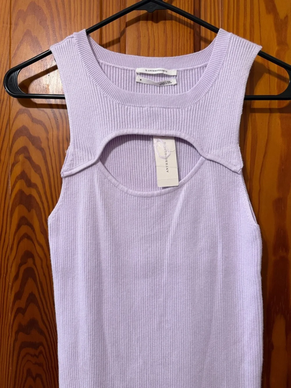 New By Anthropology Lavender Cut Out Tank - Ribbed NWT